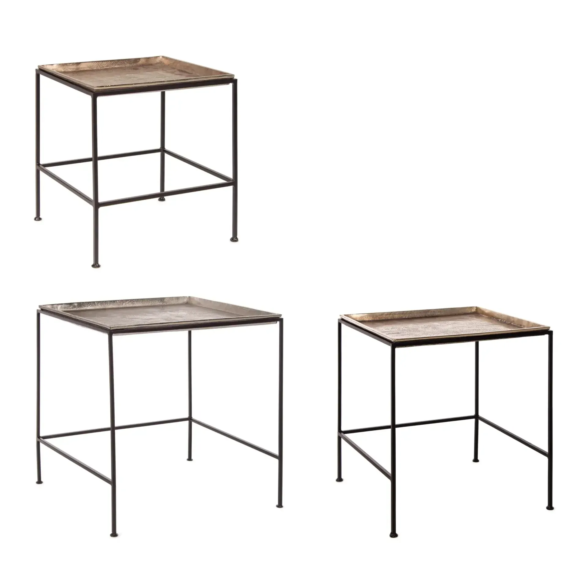 Zestaw stolików kawowych AMIRA Bizzotto brązowych aluminium + stal 40x40x45 | 50x50x56 | 60x60x64
