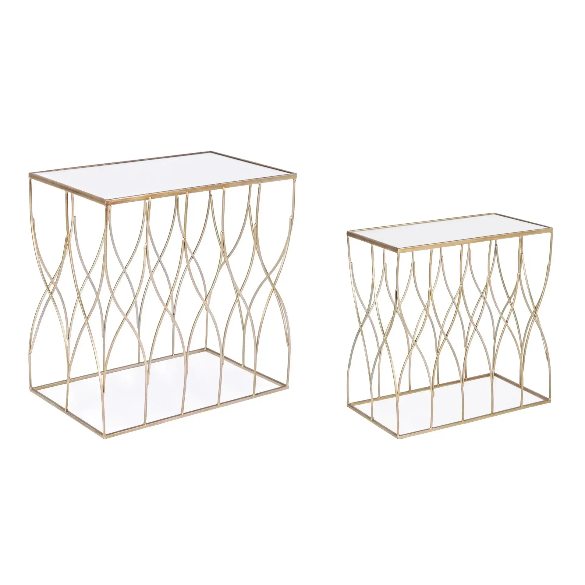 Zestaw stolików kawowych ELENOR Bizzotto złotych szkło + stal 51x30.5x51 | 56x35.5x56