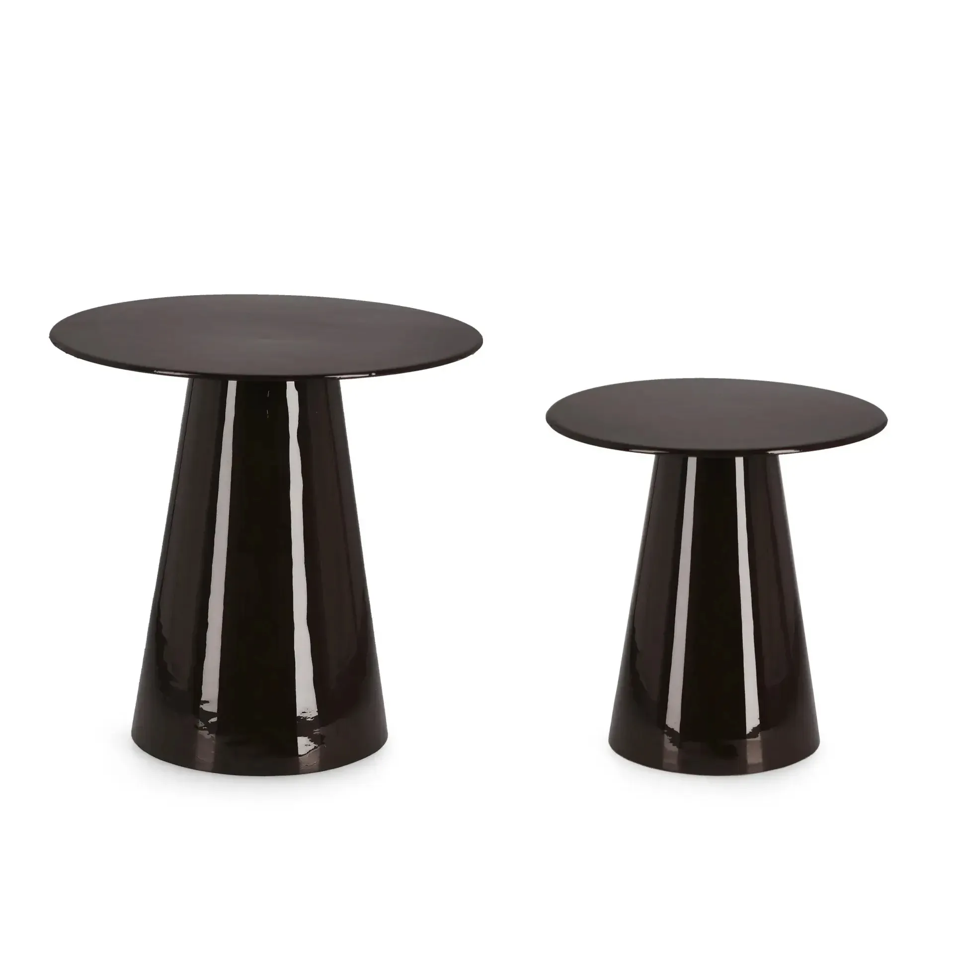 Zestaw stolików kawowych w stylu glamour SALEMA Bizzotto czarnych stalowych Ø40x29 | Ø50x50