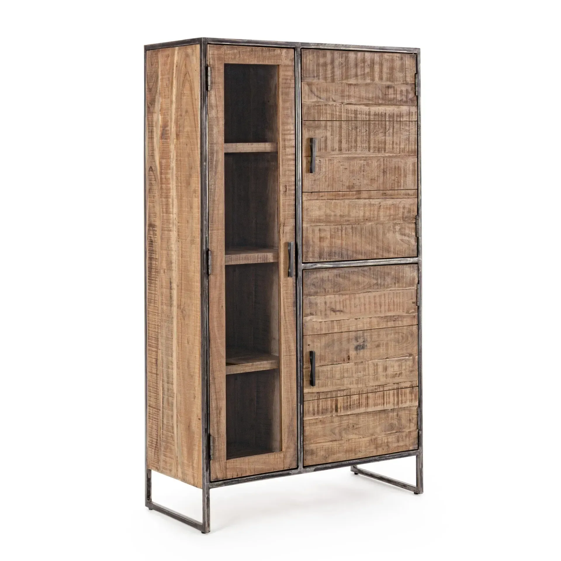 Witryna ELMER Bizzotto naturalna drewno + stal 90x40x160