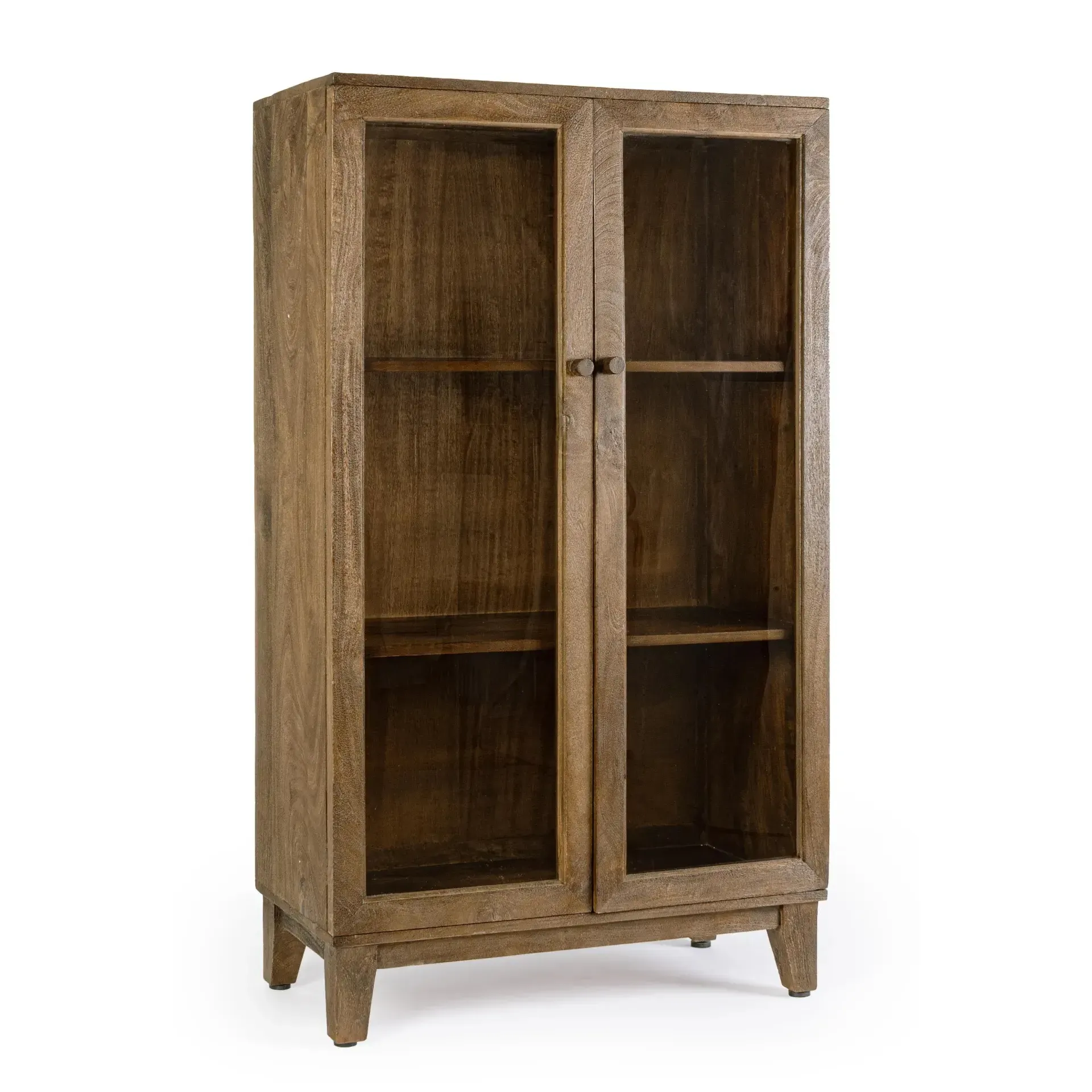 Witryna REMINGTON Bizzotto naturalna drewno + szkło 80x40x140