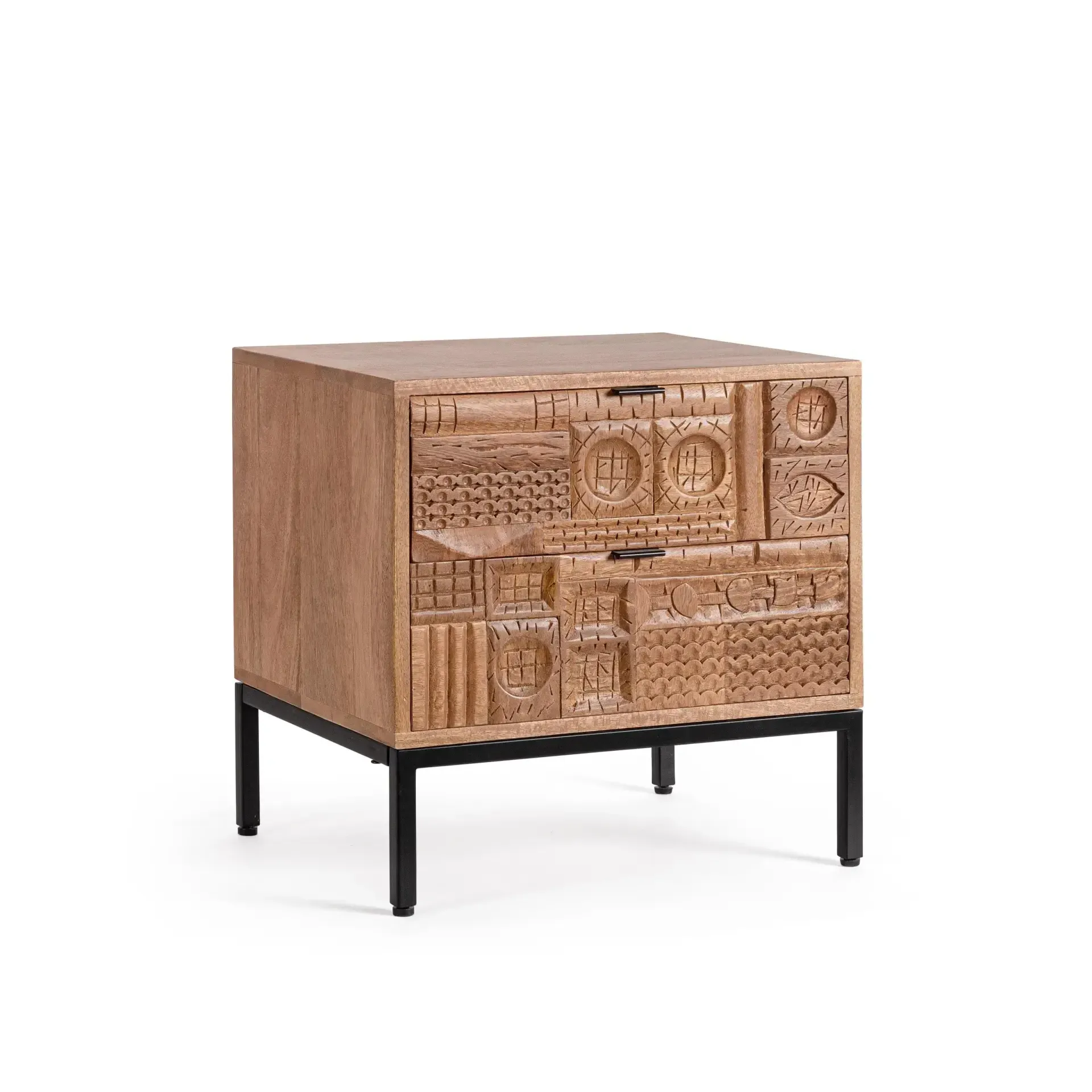 Szafka nocna KINDIA Bizzotto naturalna drewno + stal 50x42x50