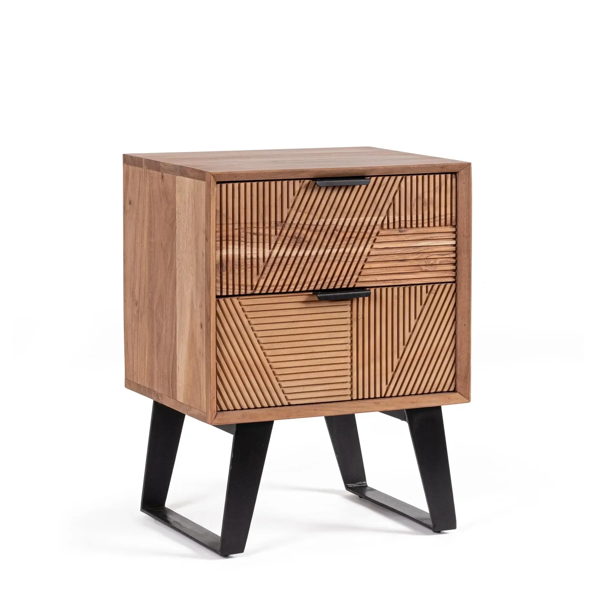 Szafka nocna ISAR Bizzotto naturalna drewno + stal 44x35x58