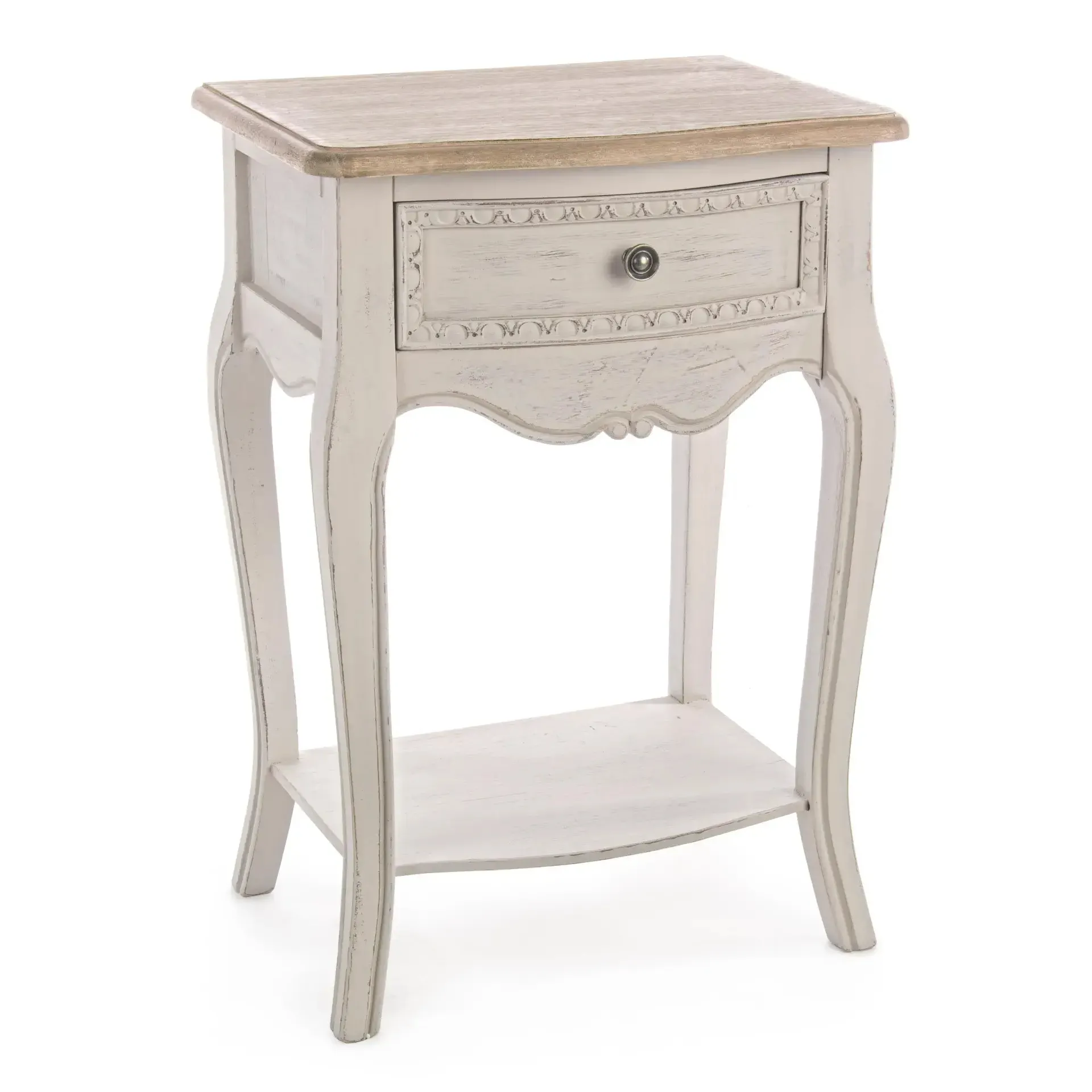 Szafka nocna CLARISSE Bizzotto beżowa drewno + MDF 48x35x70