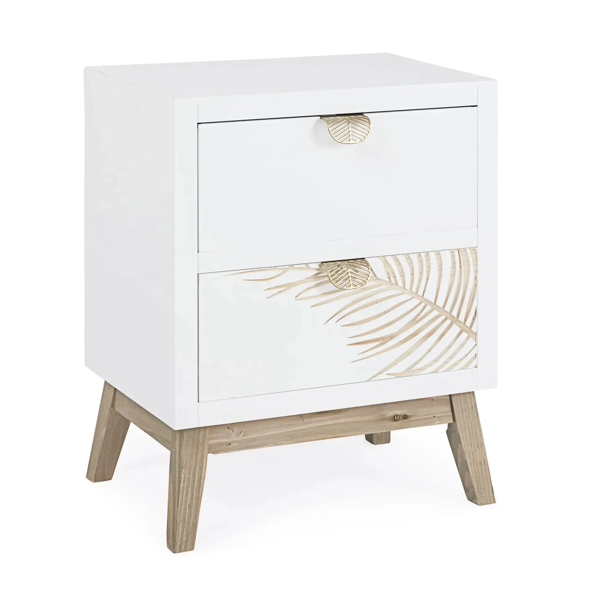 Szafka nocna FOLIUM Bizzotto biała drewno + MDF 45x30x60