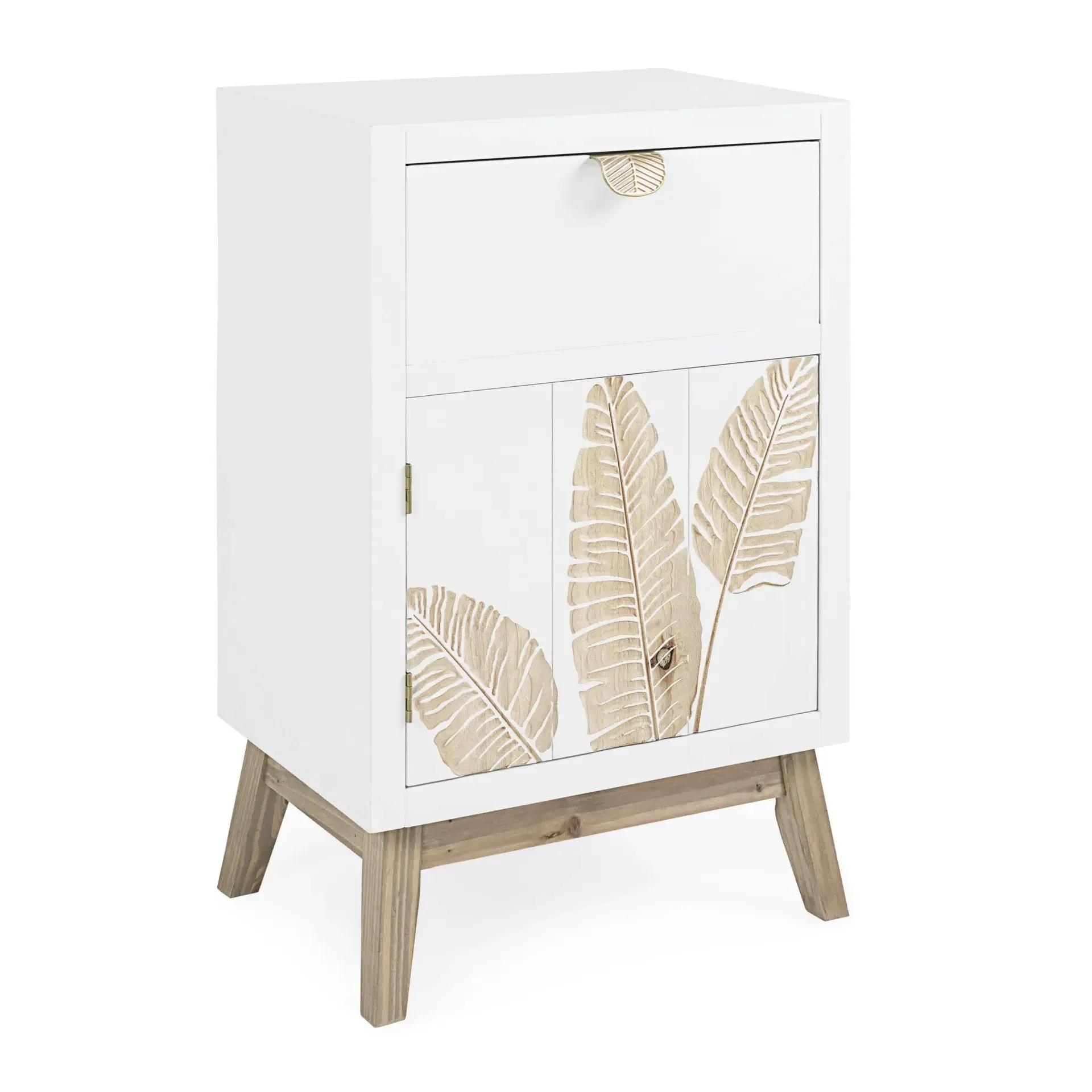 Szafka nocna FOLIUM Bizzotto biała drewno + MDF 45x30x70