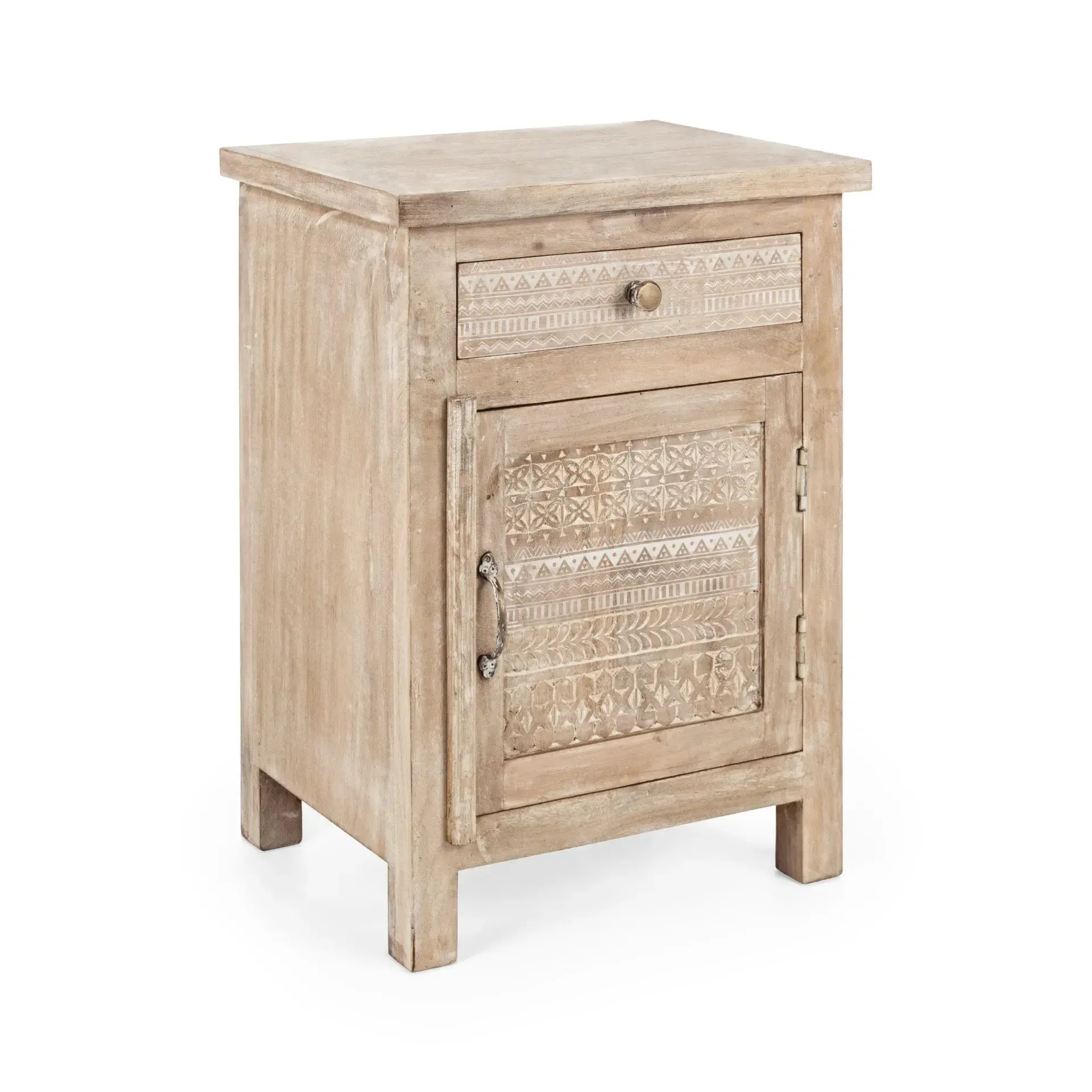 Szafka nocna MAYRA Bizzotto naturalna drewno + MDF 44x35x60