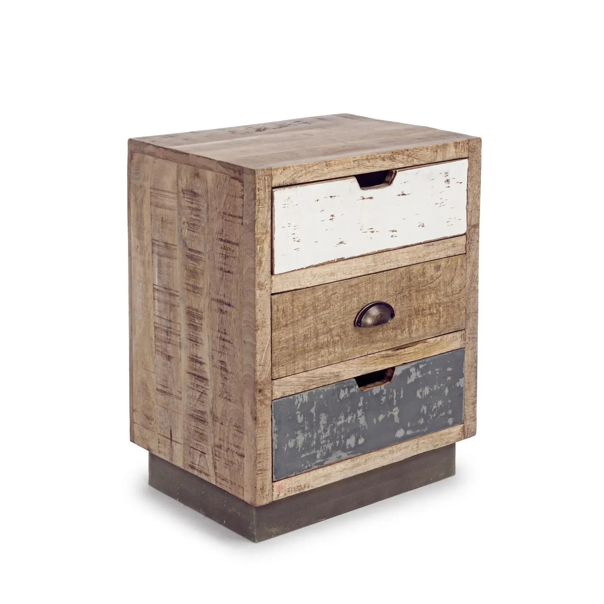 Szafka nocna TUDOR Bizzotto naturalna drewno + stal 45x33x60