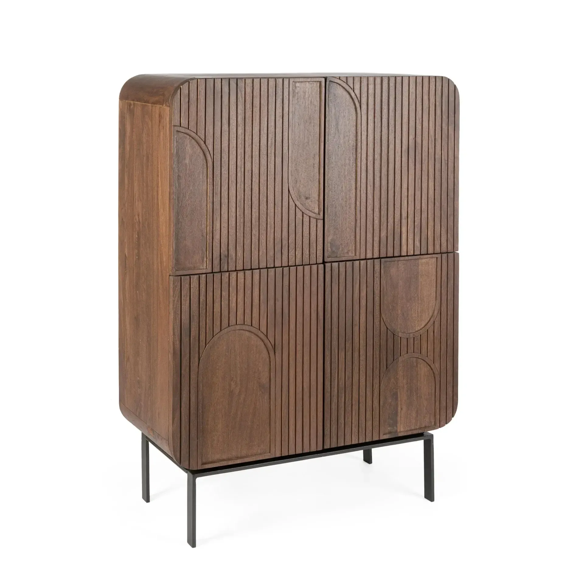 Wysoka szafka ORISSA Bizzotto brązowa drewno + stal + MDF 90x42x120