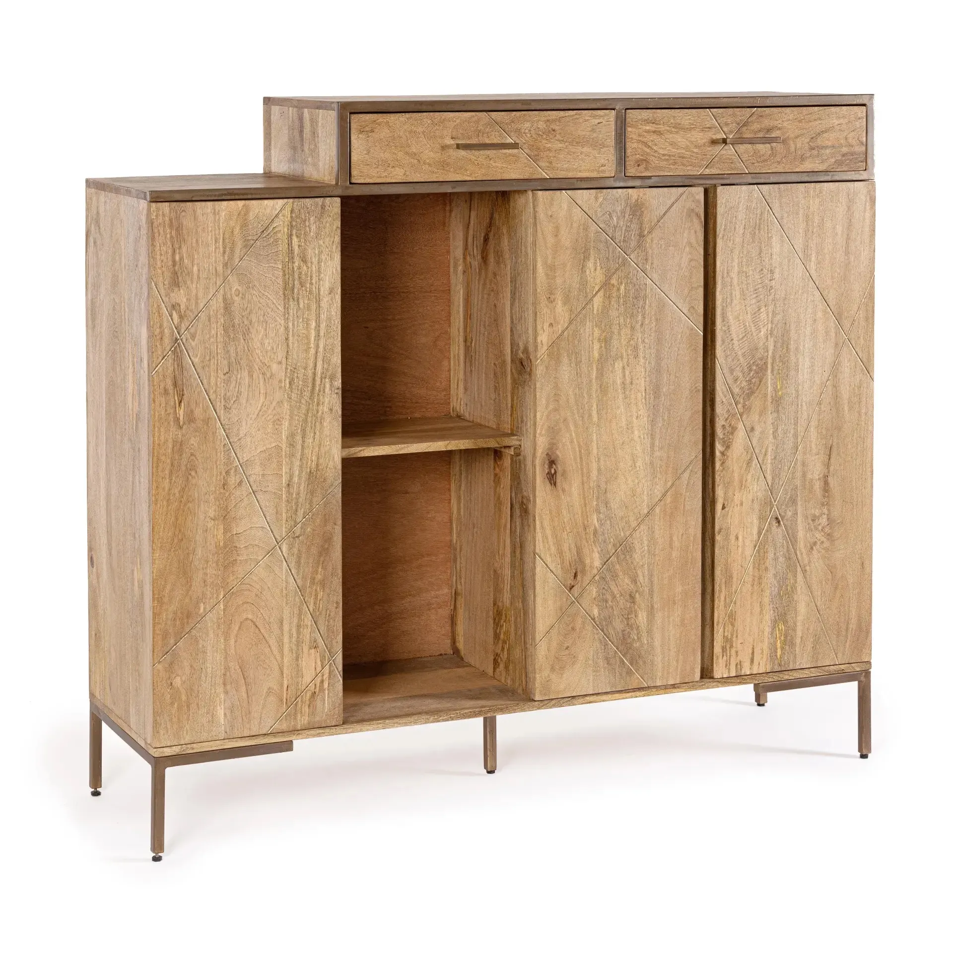 Komoda JAIDEV Bizzotto naturalna drewno + stal 145x40x132