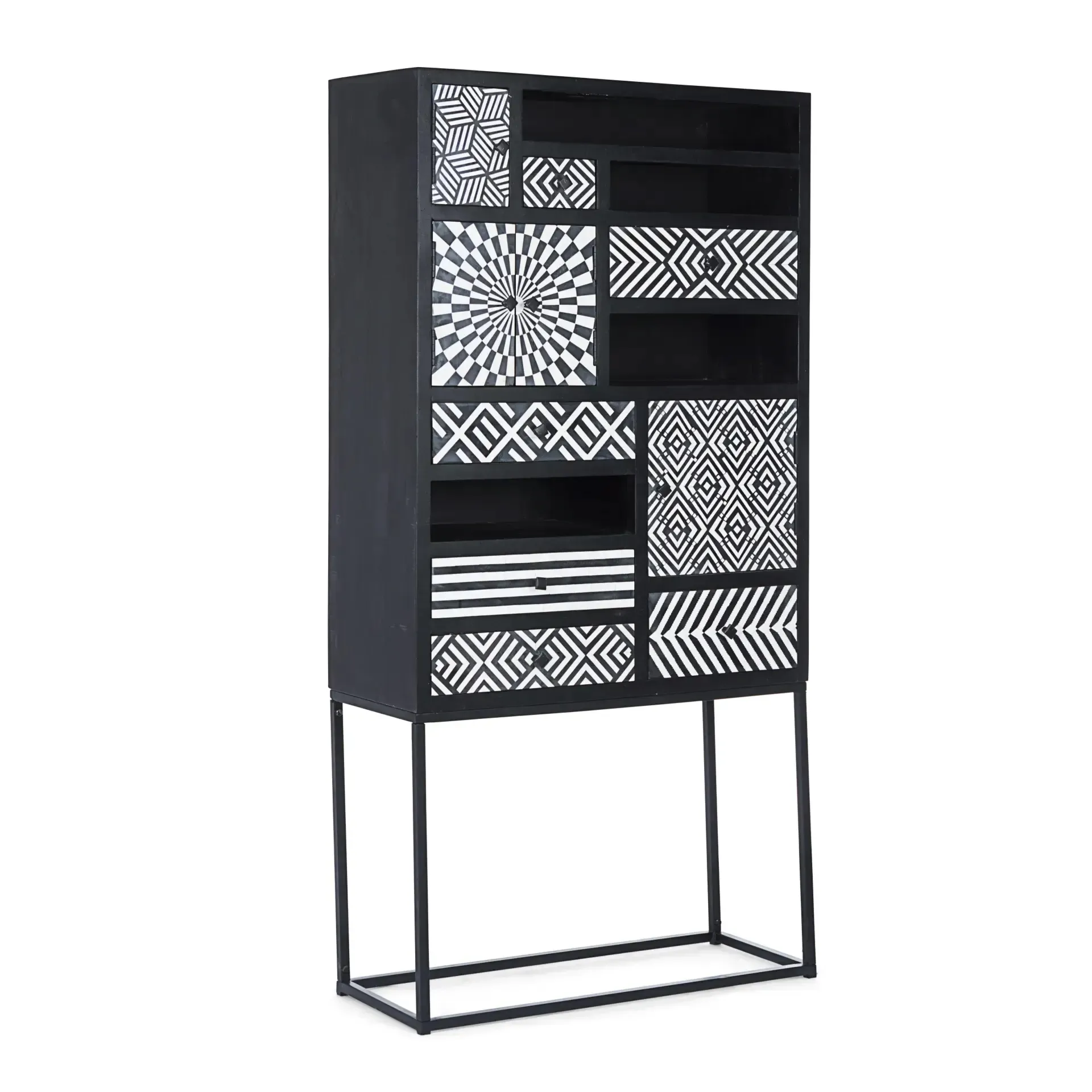 Komoda JANESH Bizzotto czarna drewniana 90x35x180