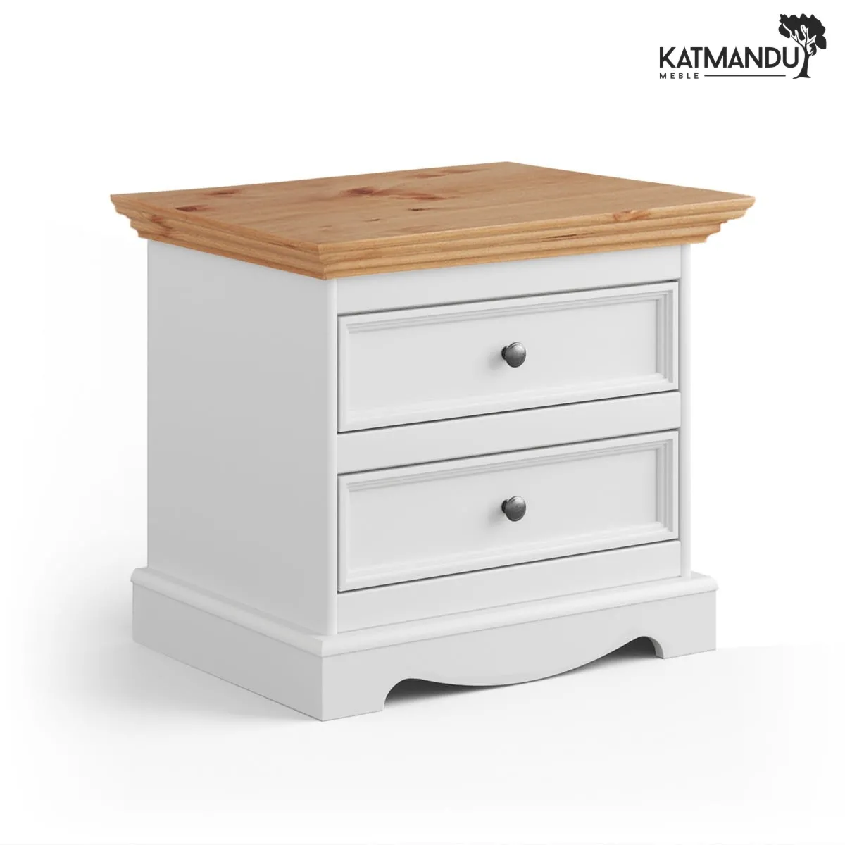 Szafka nocna biała - naturalna sosna Belluno Elegante