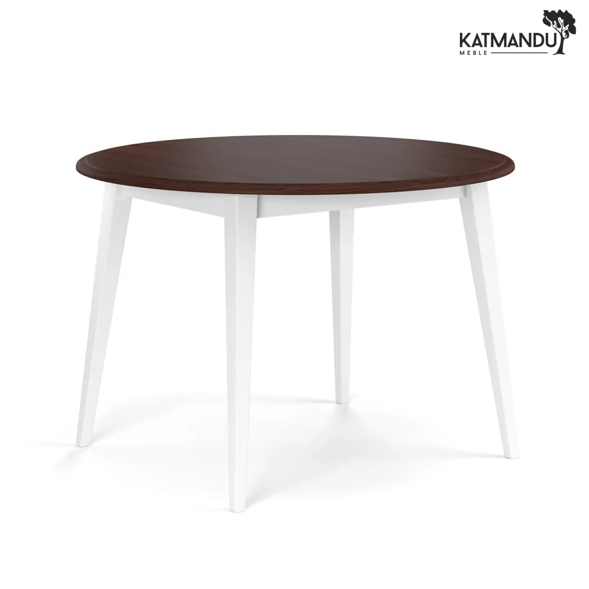 Stół okrągły 90 cm Belluno Elegante biały-orzech