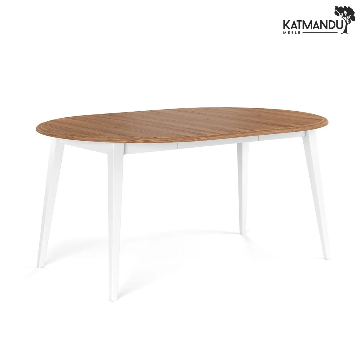 Stół okrągły rozkładany 110+50 cm Belluno Elegante biały+dąb