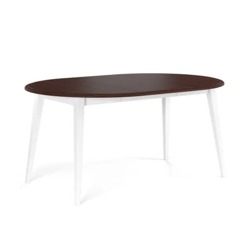 Stół okrągły rozkładany 110+50 cm Belluno Elegante biały+orzech