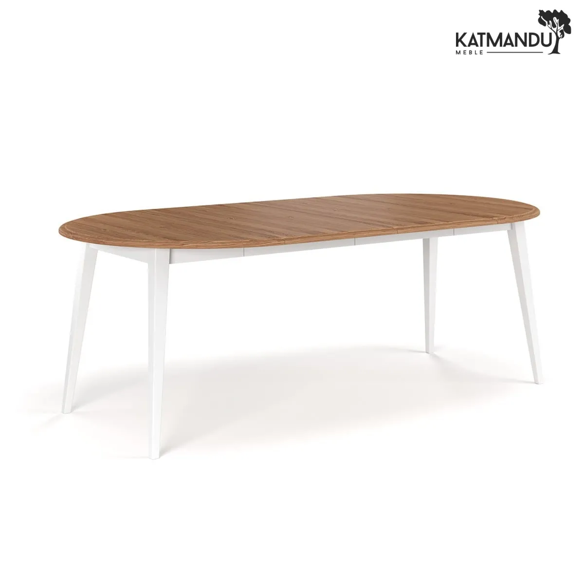 Stół okrągły rozkładany 110+2x50 cm Belluno Elegante biały+dąb