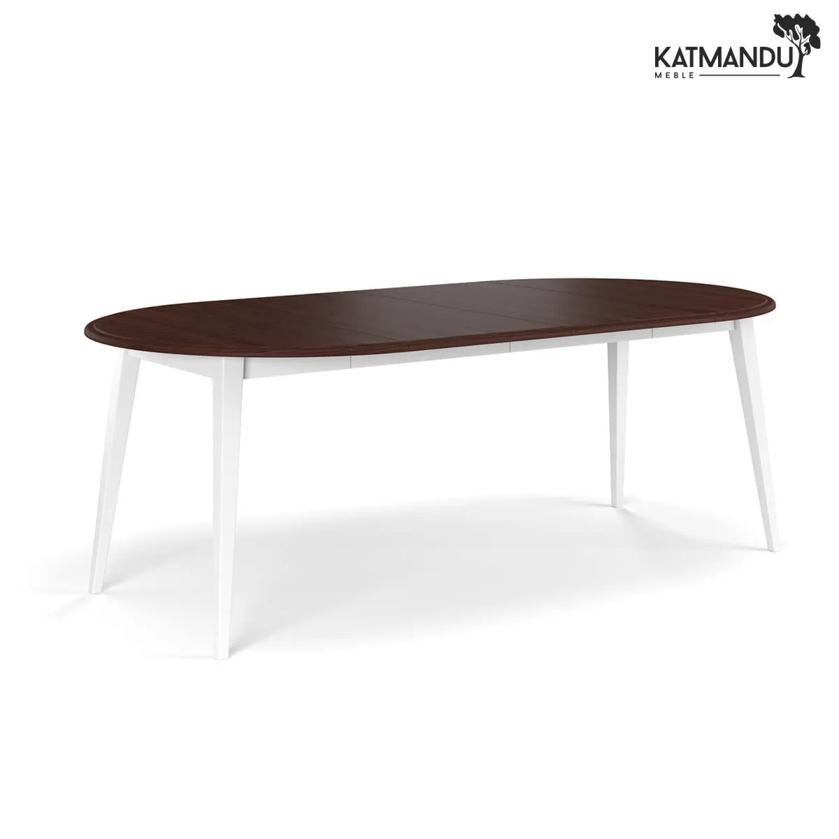 Stół okrągły rozkładany 110+2x50 cm Belluno Elegante biały+orzech