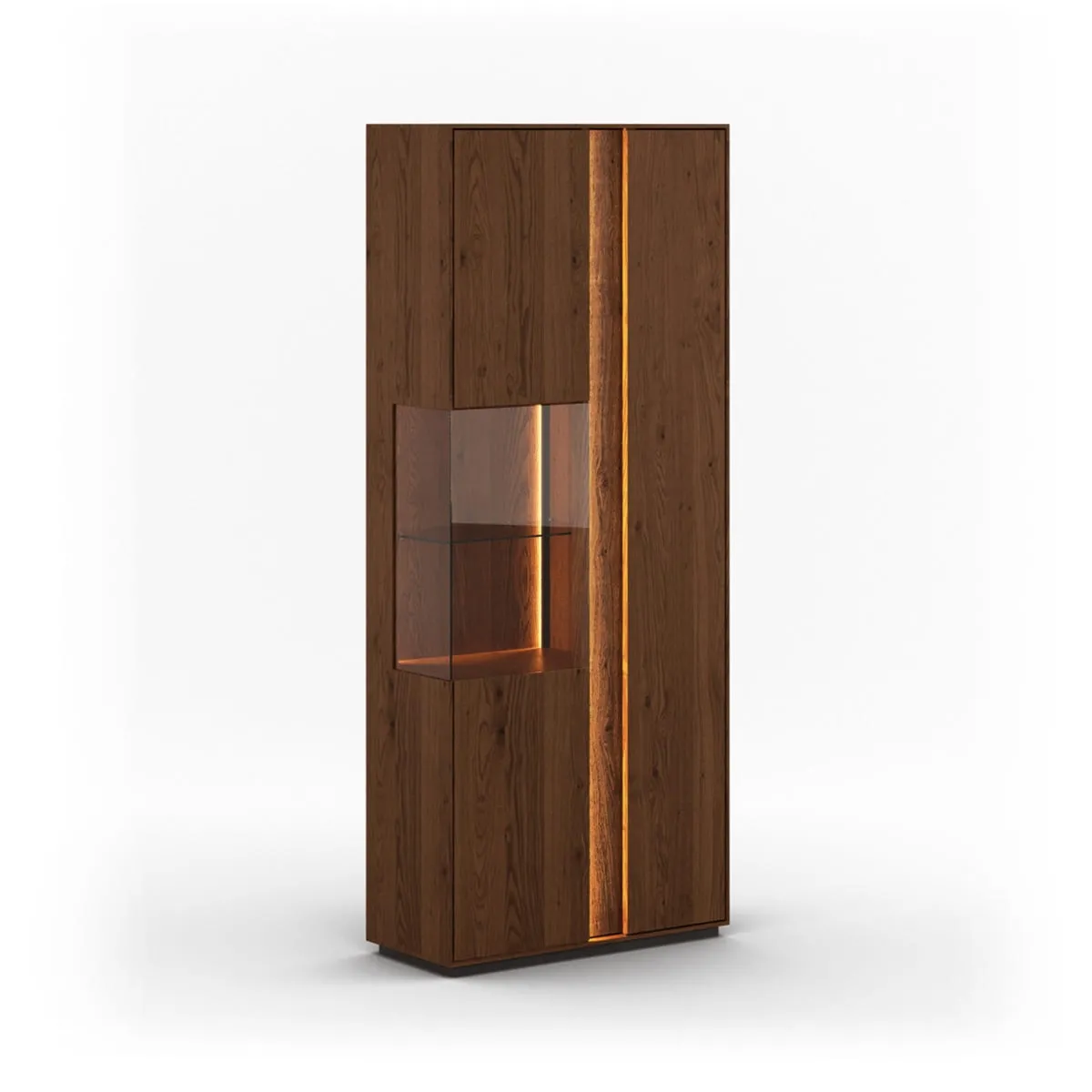 Witryna dębowa podwójna z oświetleniem tabacco Collodi