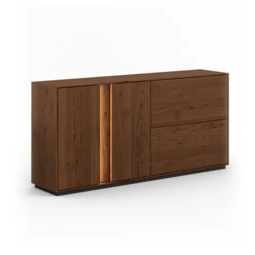 Komoda dębowa olejowana z oświetleniem tabacco Collodi