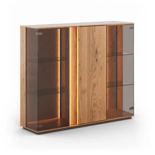 Witryna niska szklana dębowa olejowana Collodi