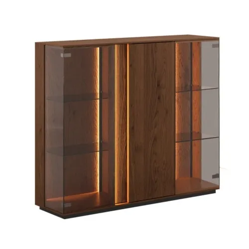Witryna dębowa szklana potrójna z oświetleniem tabacco Collodi