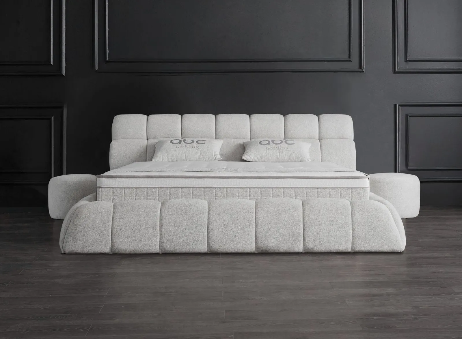 Łóżko tureckie kontynentalne Claudi kremowe z materacem - 180