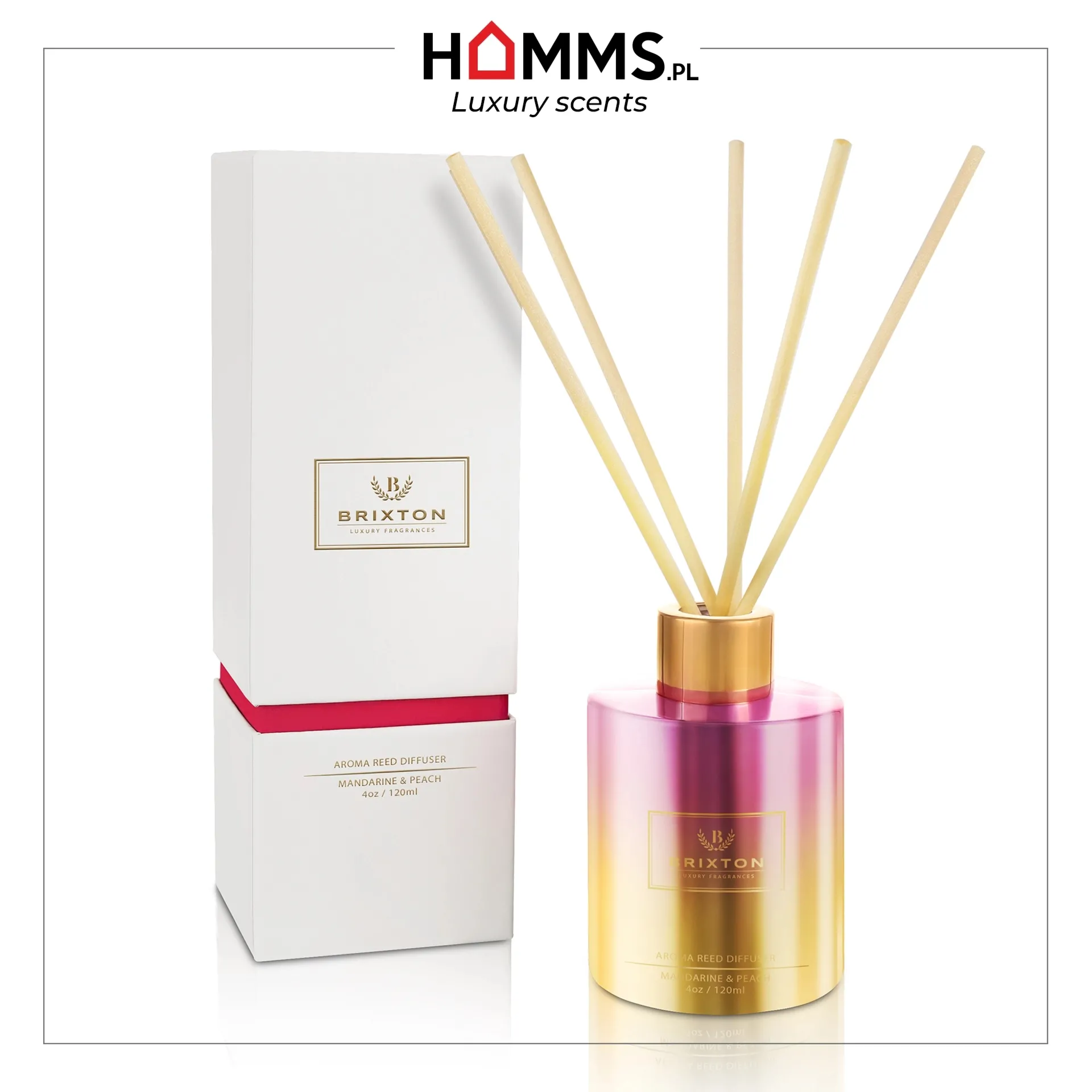 Dyfuzor zapachowy z patyczkami BRIXTON 120ml Mandarine & Peach