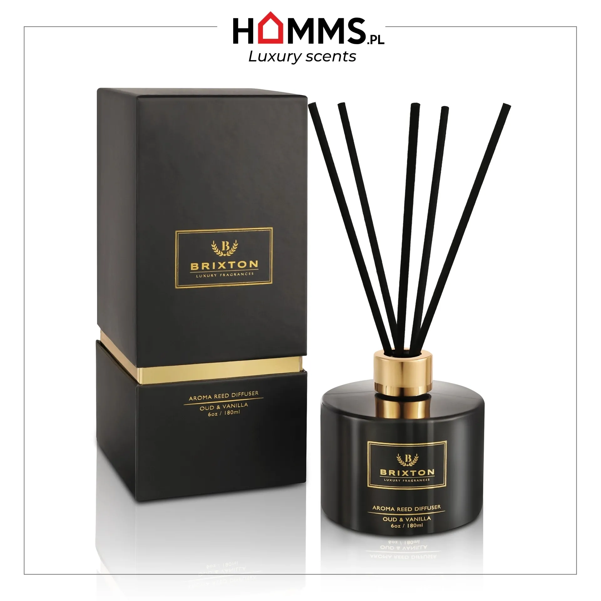 Dyfuzor zapachowy z patyczkami BRIXTON 180ml Oud & Vanilla