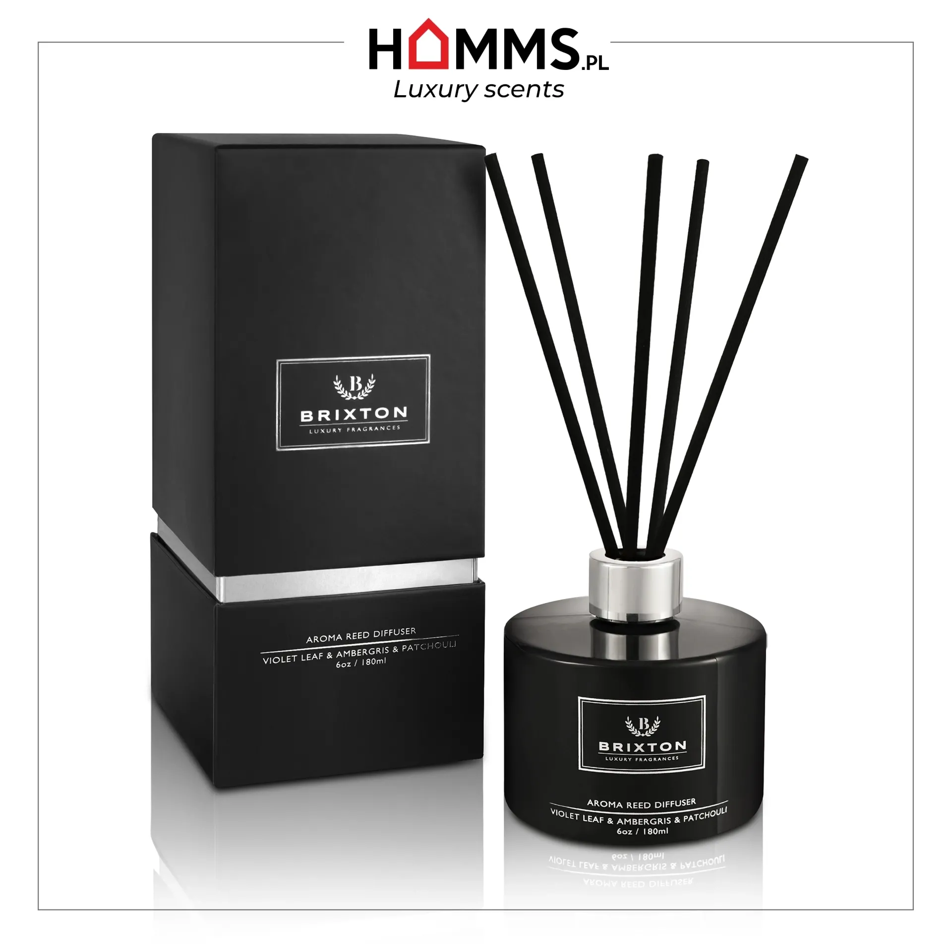 Dyfuzor zapachowy z patyczkami BRIXTON 180ml Violet Leaf & Ambergris & Patchouli