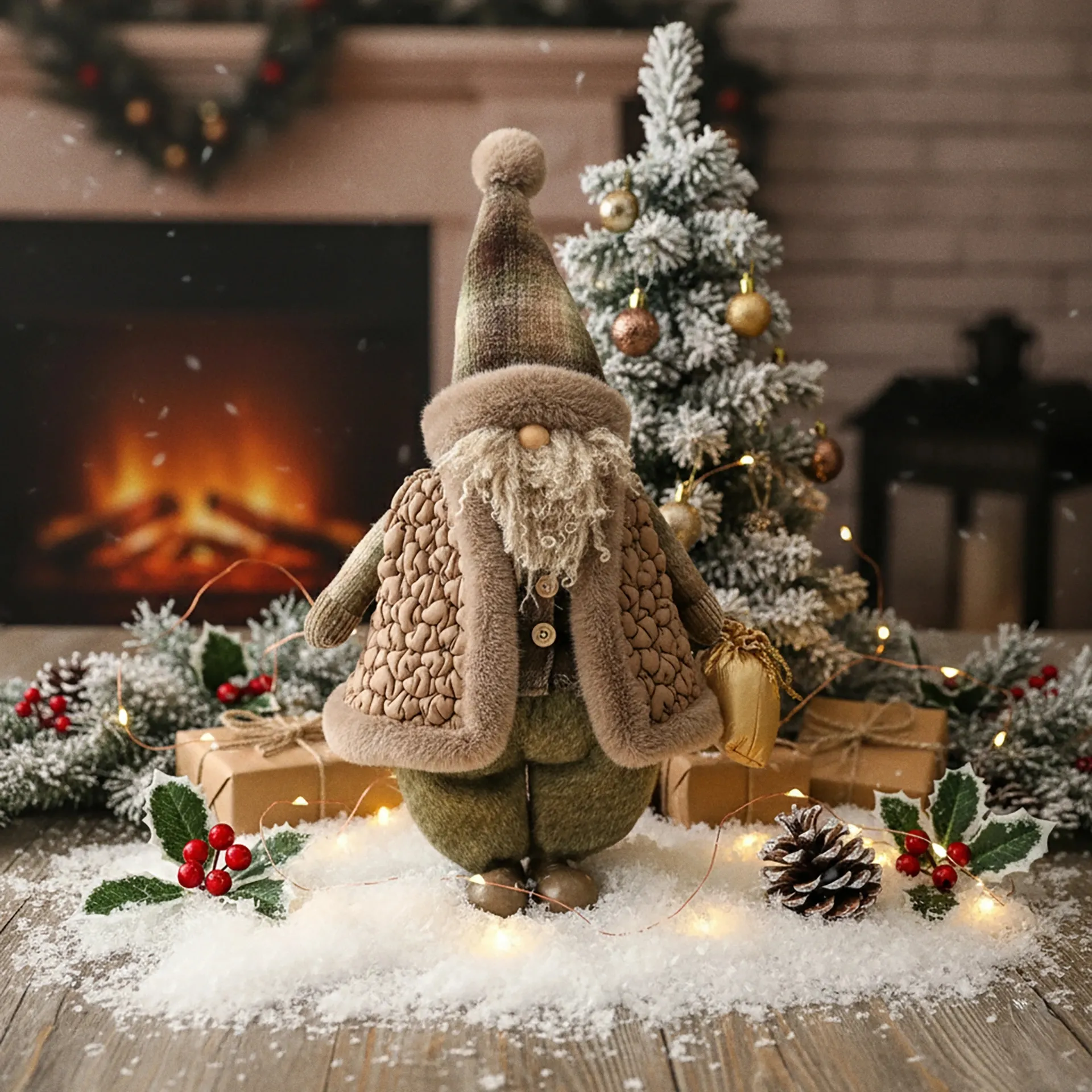 Mikołaj stojący brązowy ANGUS z workiem, wys. 54 cm Bizzotto