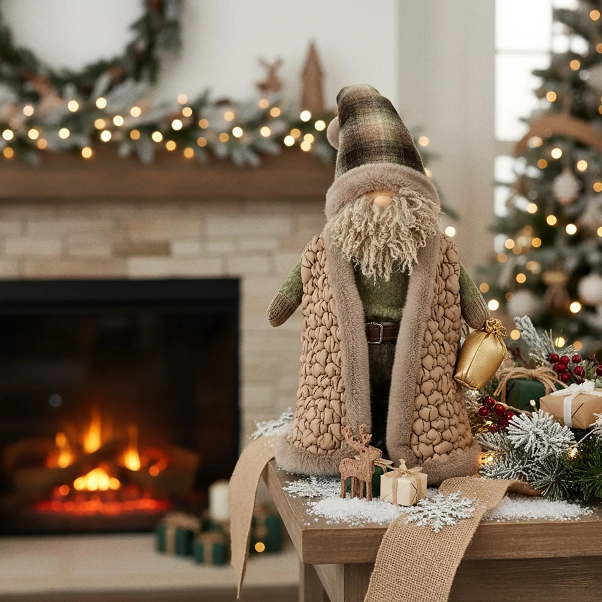 Mikołaj stojący brązowy ANGUS z workiem, wys. 69 cm Bizzotto