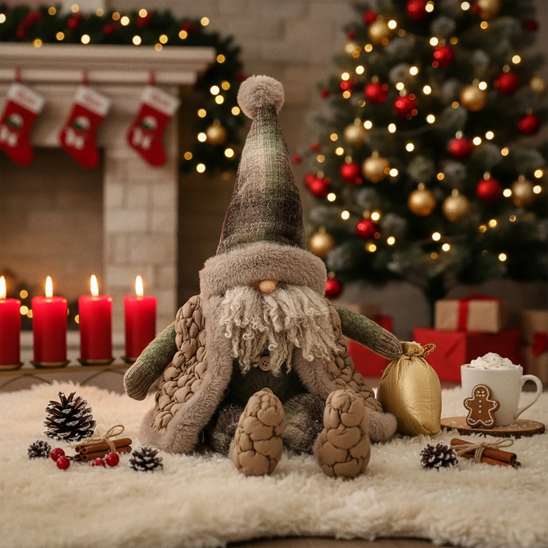 Mikołaj brązowy ANGUS z długimi nogami i workiem Bizzotto