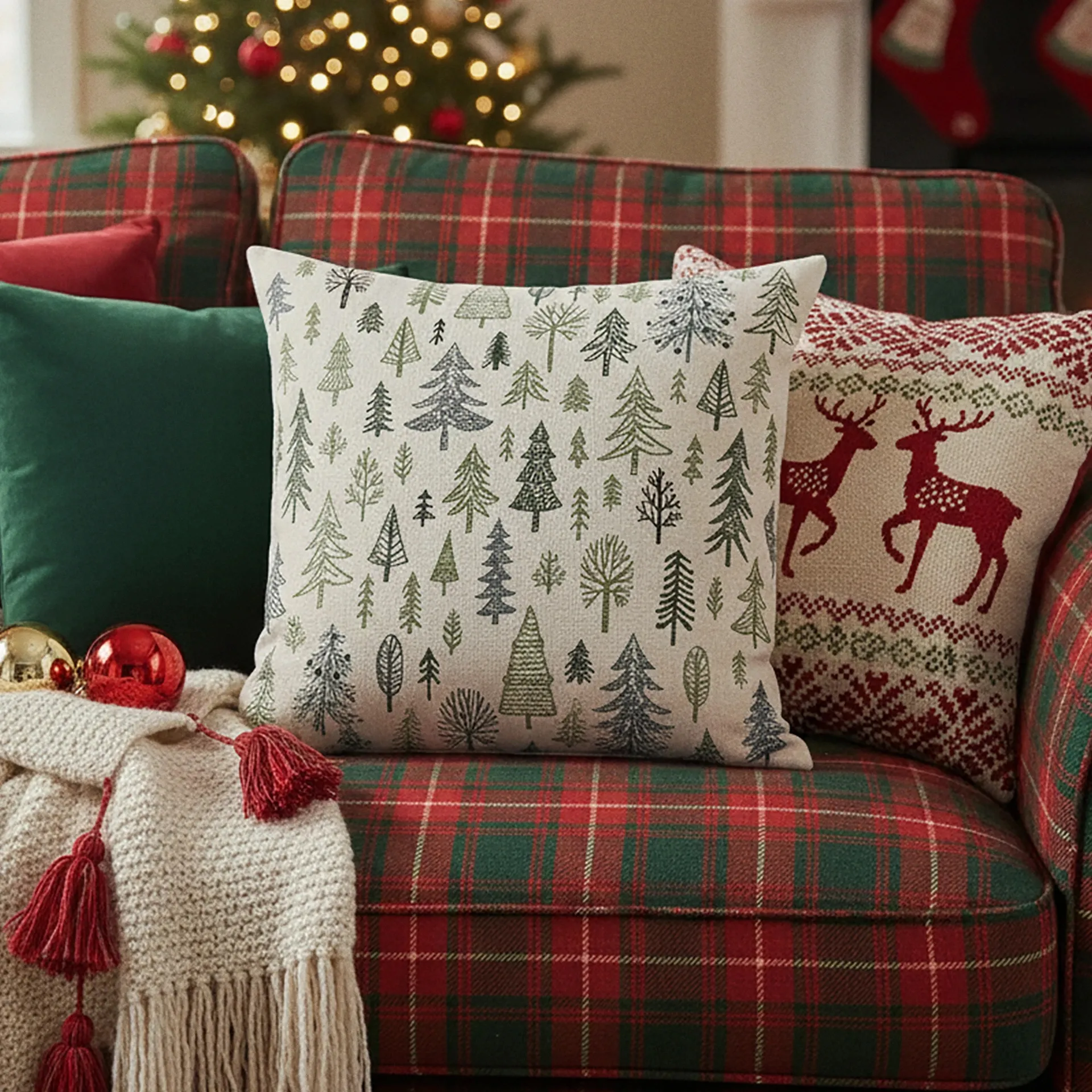 Poszewka na poduszkę GREENWOOD biało-zielona 45x45 cm Bizzotto