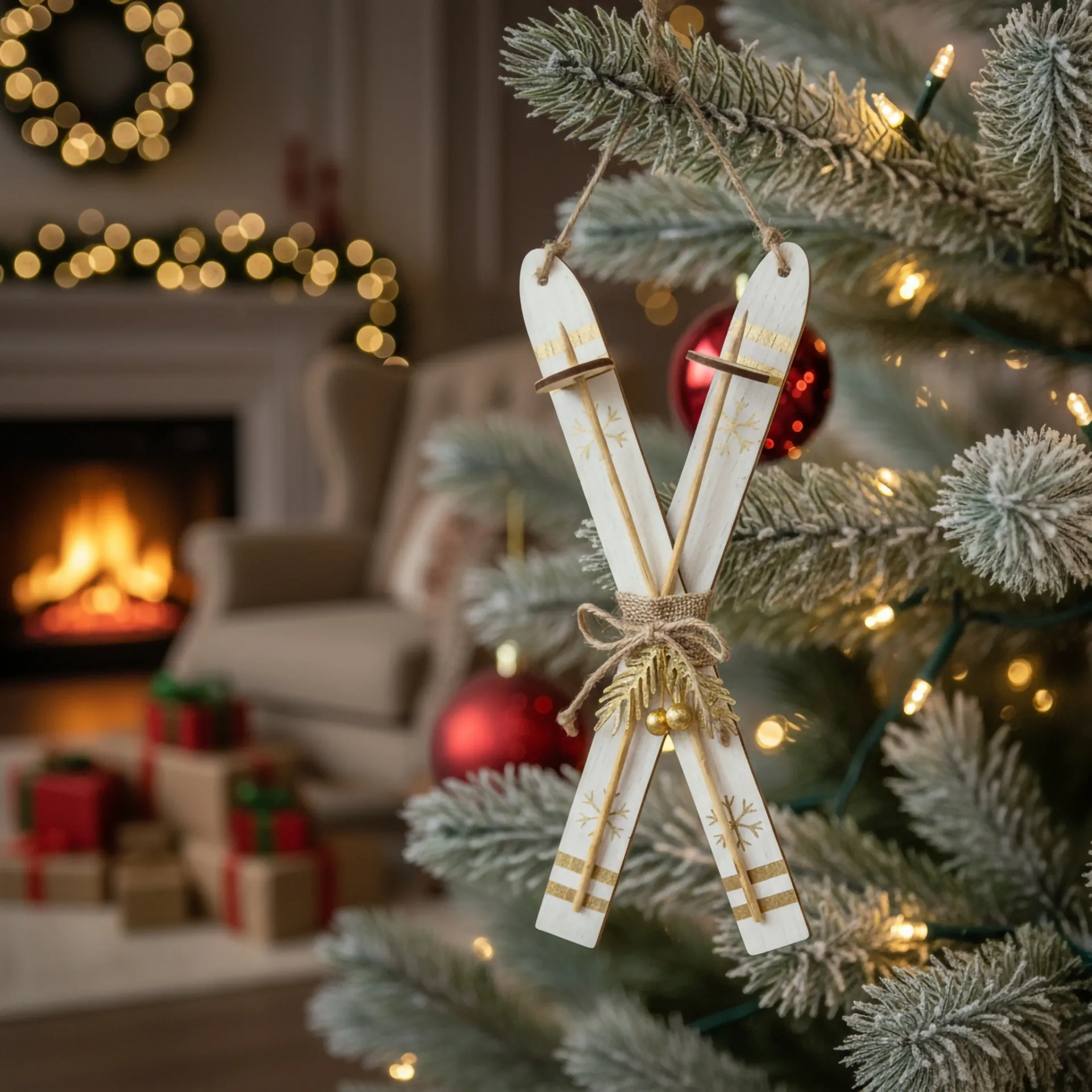 Zawieszka z drewna Ski time