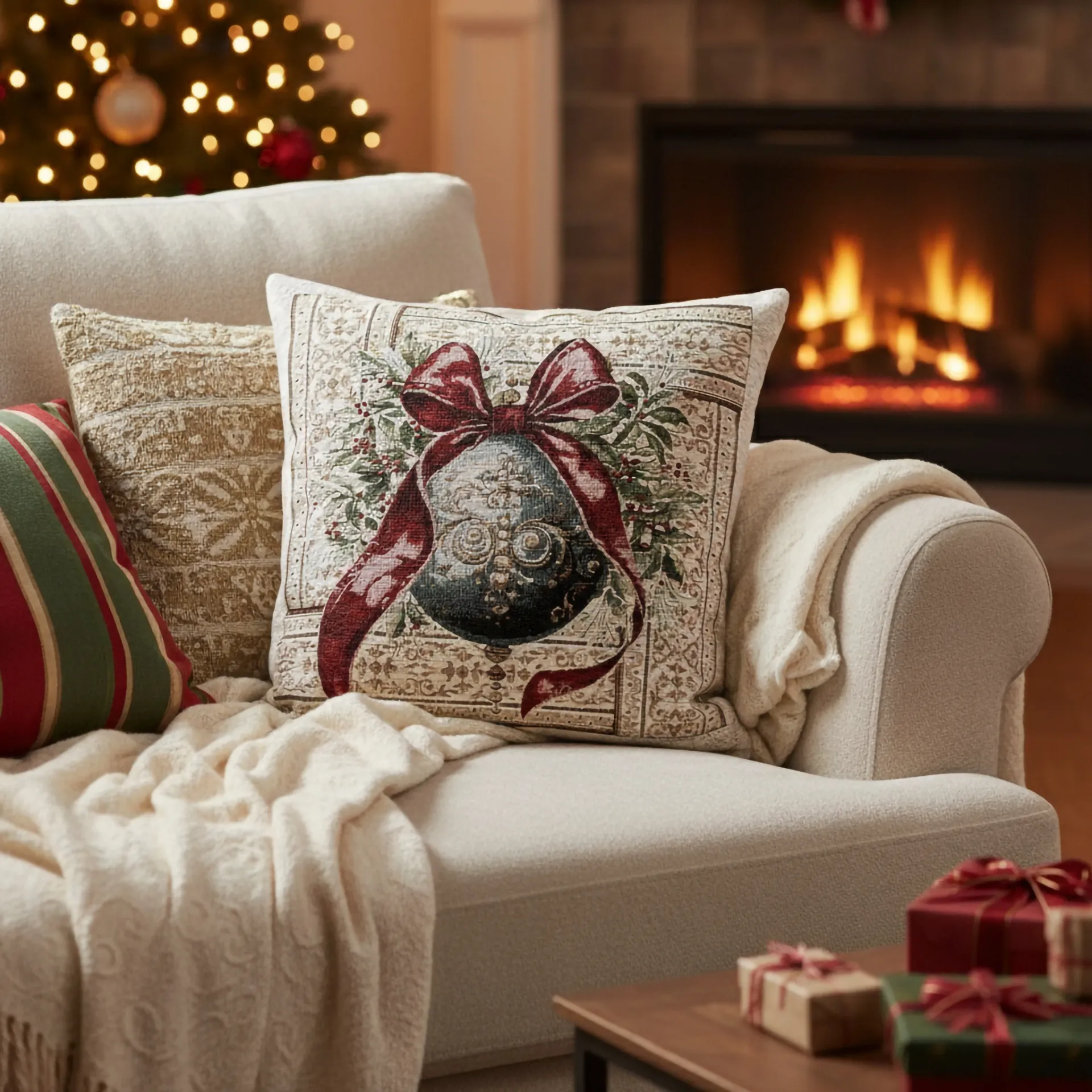 POSZEWKA Chenille BOMBKA Z KOKARDĄ 40x40