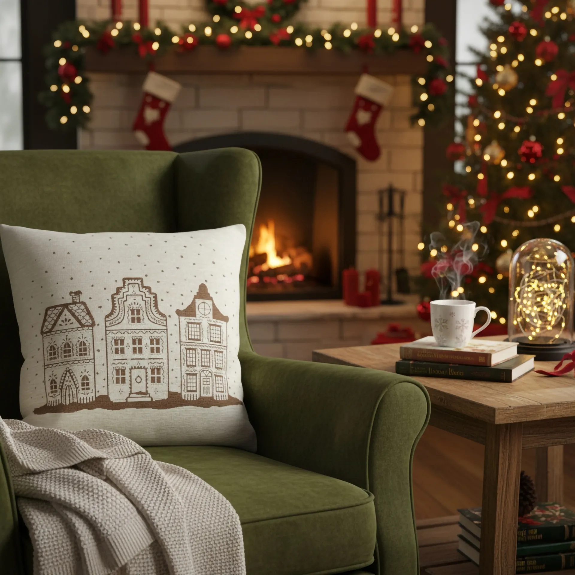 POSZEWKA Chenille DOMKI 40x40