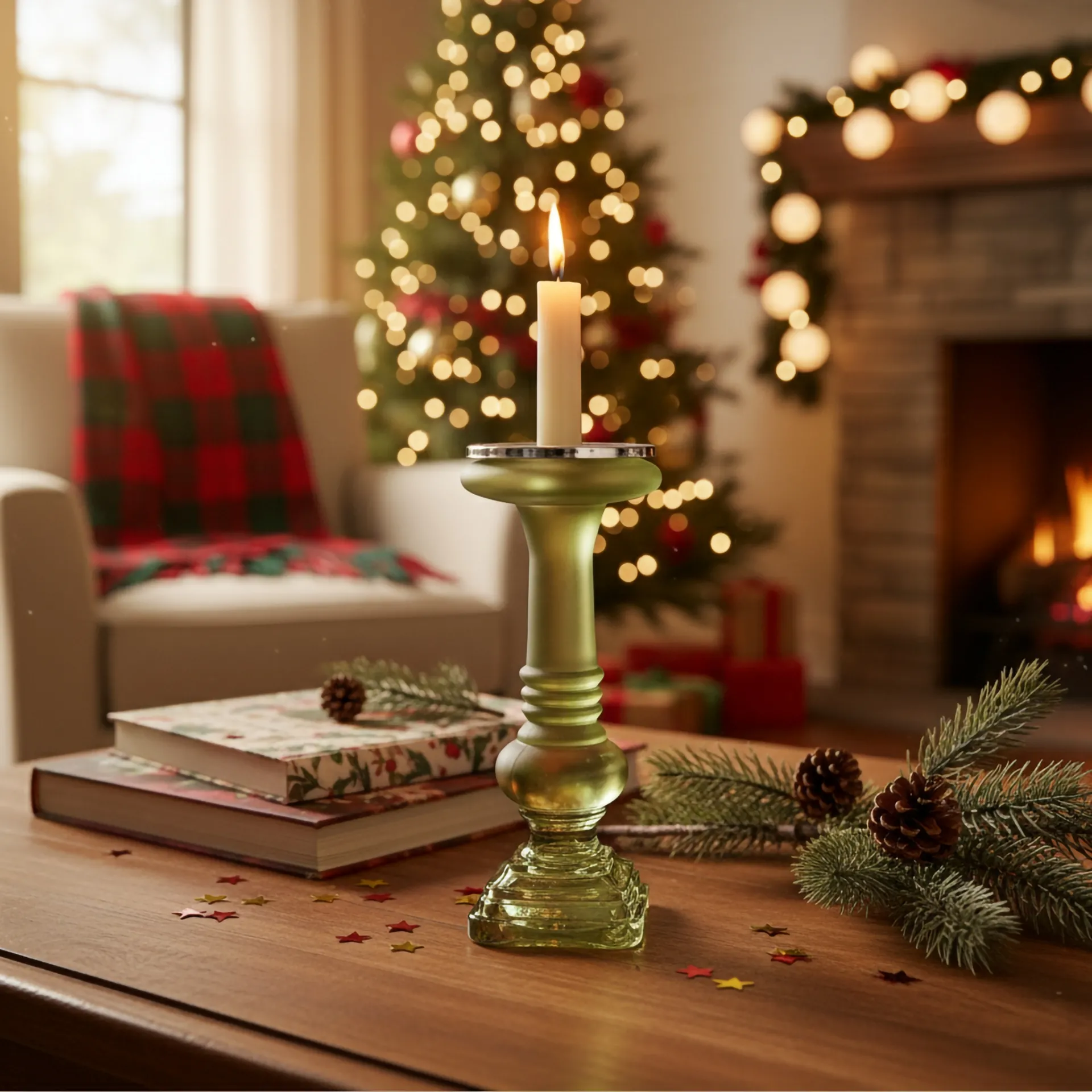 Świecznik szklany Emerald 28,5cm