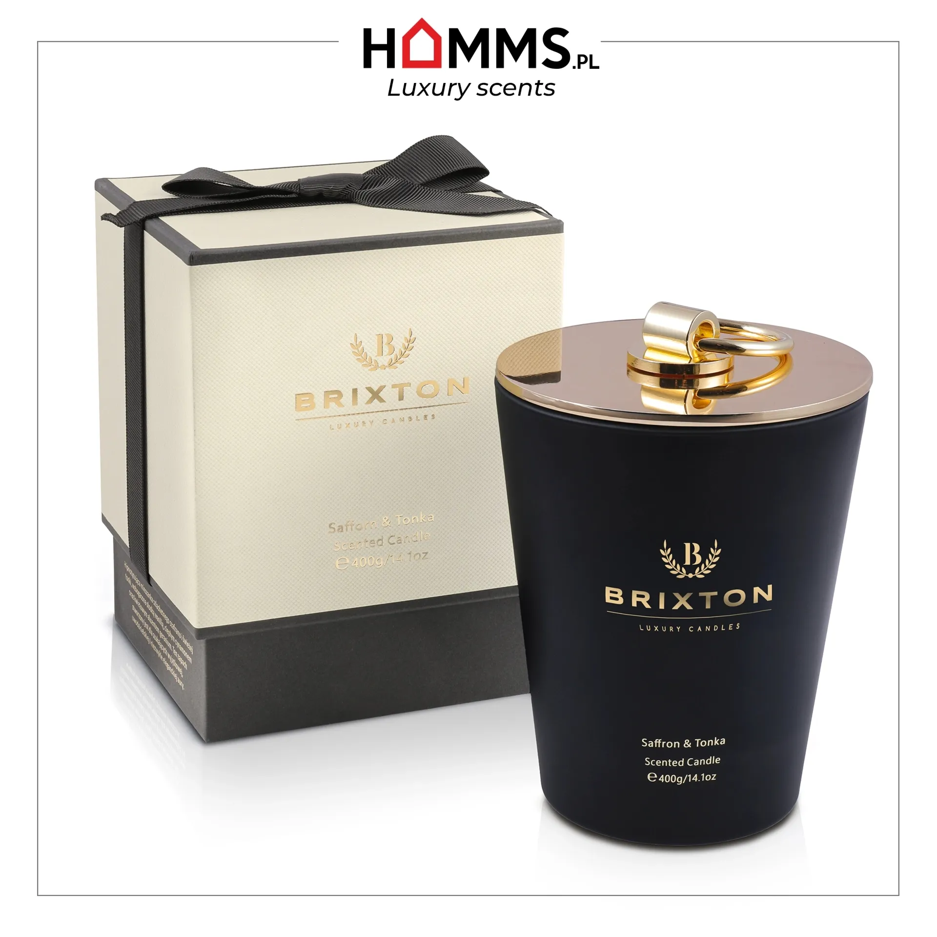 Świeca zapachowa w szkle BRIXTON 400g Saffron & Tonka