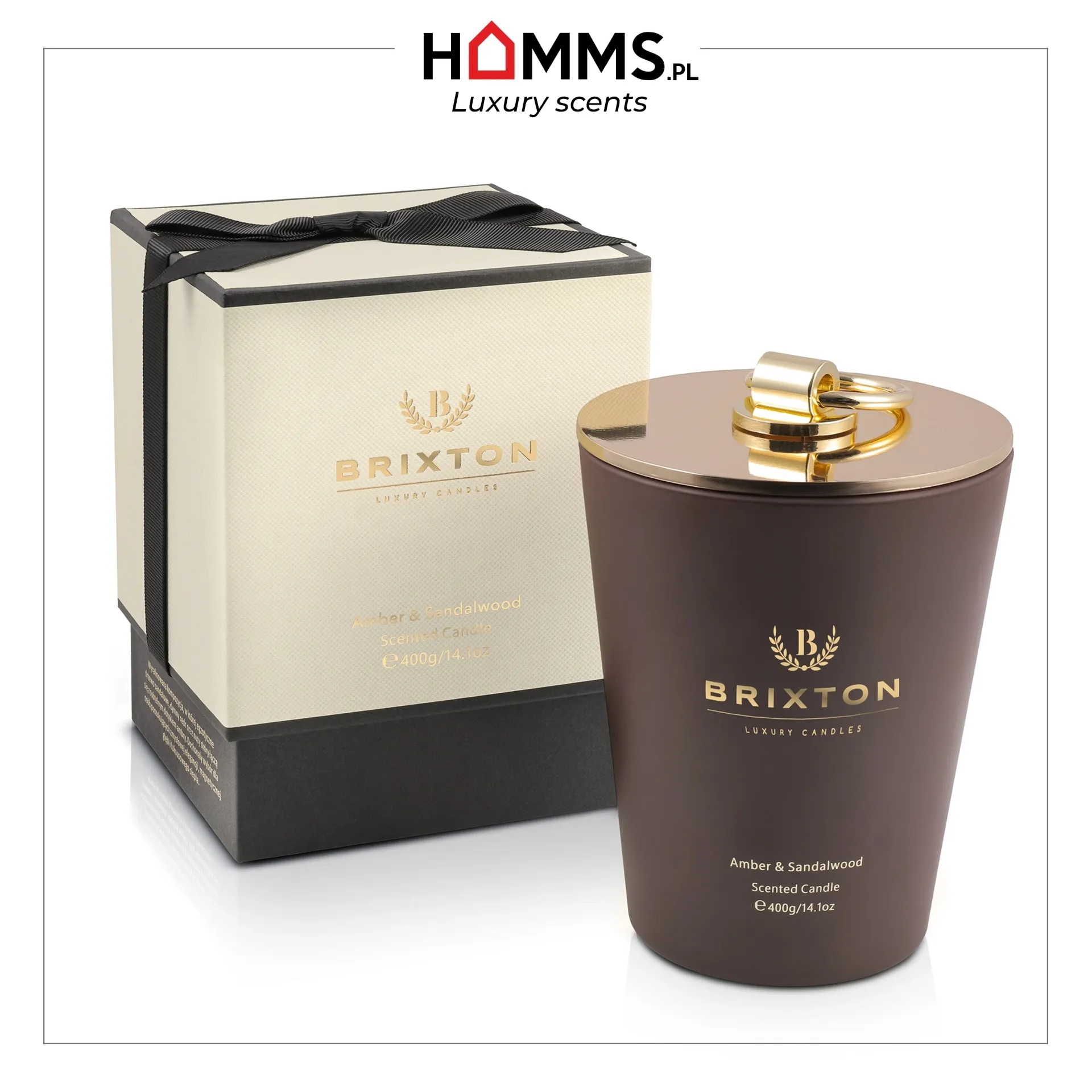 Świeca zapachowa w szkle BRIXTON 400g Amber & Sandalwood
