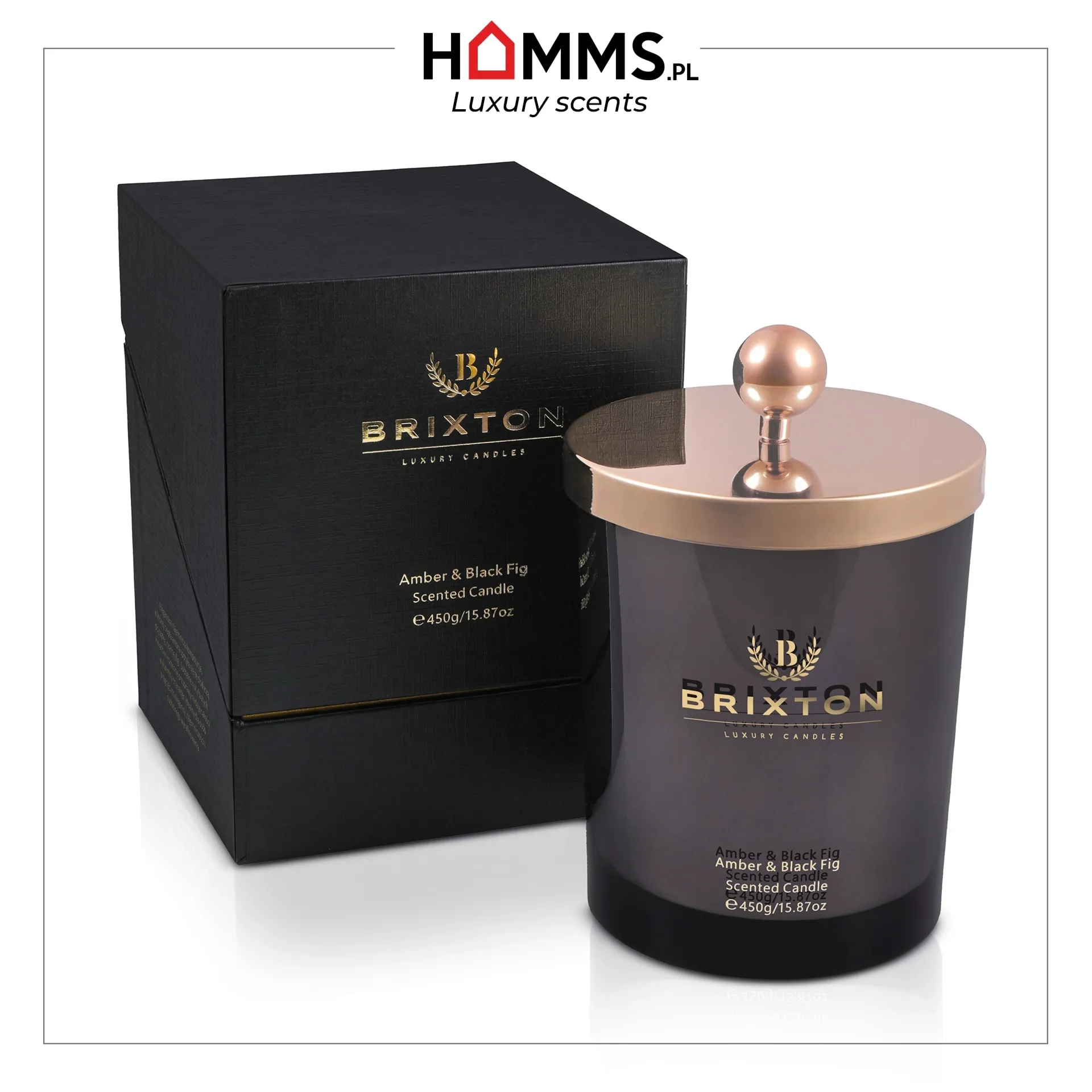 Świeca zapachowa w szkle BRIXTON 450g Amber & Black Fig