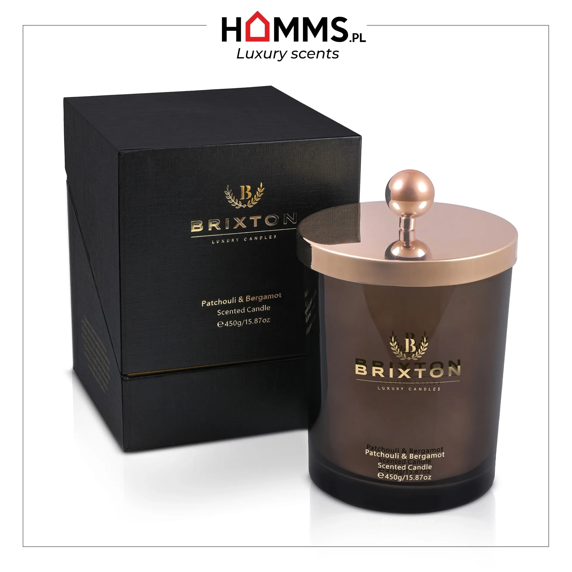 Świeca zapachowa w szkle BRIXTON 450g Patchouli & Bergamot